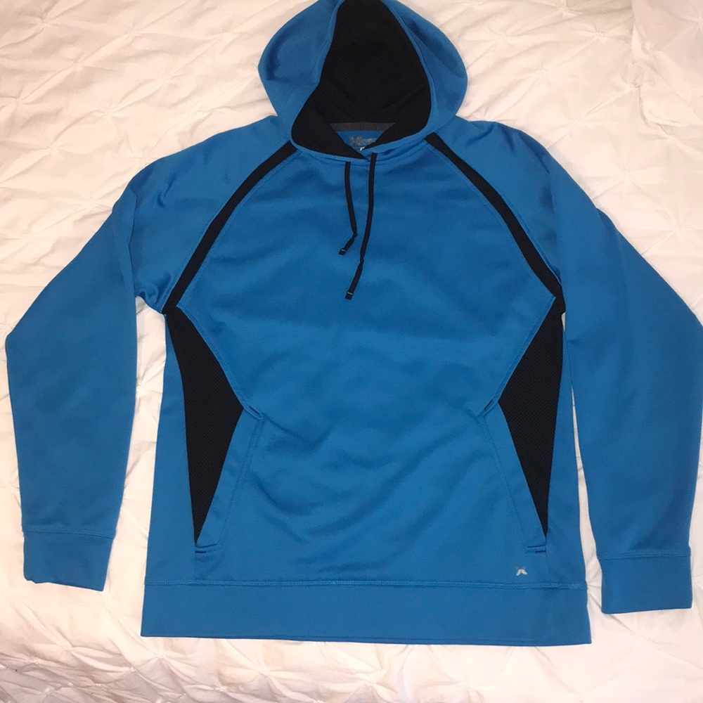 blue and black hoodie